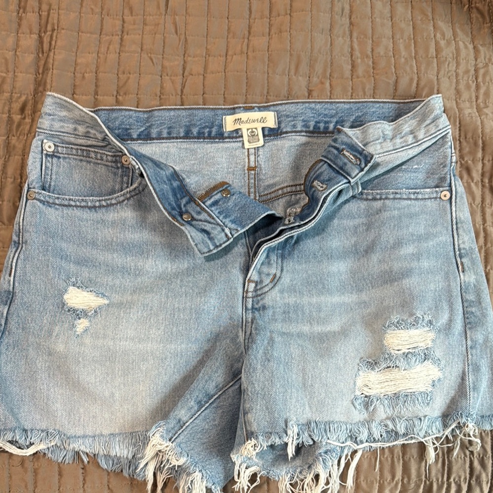 Madewell Light Blue Distressed Denim Shorts